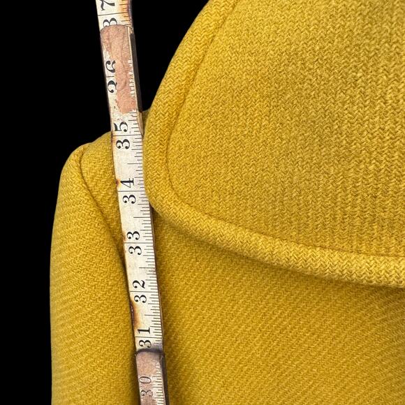 Vintage Yellow Wool Coat 1960s Mod Waist Tab Lined Swing S Mid Century 34” Bust - Picture 10 of 16